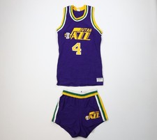 Vtg 80s Sand Knit Mens S Adrian Dantley Utah Jazz Basketball Uniform Jersey USA picture