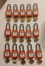 Master Lock 410 Red Lockout Padlocks, Keyed Different. (Lot of 15)  picture