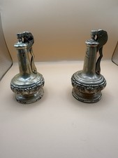 Vintage Ronson Decanter Table Lighters Pair Silver Plate Ornate 4.5” Untested picture