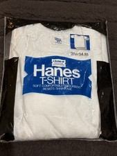 NOS 70s Hanes Men's Medium T-Shirt Sealed 3 Pack Cotton Polyester picture