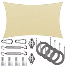 Shademart 14 Ft. X 20 Ft. Beige Rectangle Sun Shade Sail Screen Canopy with Hard picture