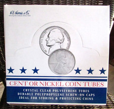 Vintage H.E. Harris Full Case of 100 Penny/Cent Clear Coin Collectors Tubes picture