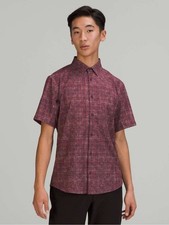 Lululemon Airing Easy Short Sleeve Button Up Shirt L Marker Check Cassis Multi picture