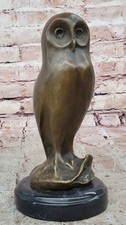 Vintage ornate solid heavy bronze owl Bird animal brass Art Deco Sculpture Sale picture