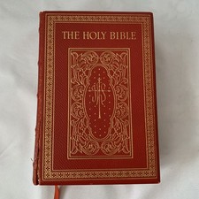 Vintage 1955 Red Leather Holy Bible St. Paul Second Edition Douay Confraternity picture