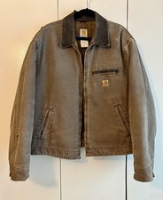 VTG Carhartt Detroit J97 CHT Jacket - Blanket Lined Chestnut Brown Gray USA Made picture
