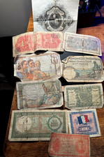 Vintage Foreign Banknote Lot WWII 1940s France Sweden Belgium Vietnam Hong Kong picture
