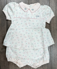 Baby Girl Clothes New Absorba Vintage 6-9 Month 2pc Pink Bunny Outfit picture