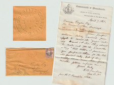1865 MA Board State Charities Letter Cover F.B. Sanborn Boxborough Civil War picture