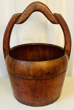 GENUINE Late 19th/early 20th Antique Chinese Handmade Elm Wood Rice Bucket NICE picture