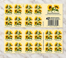 Genuine USPS Forever Stamps – Sunflower – 5 Sheets of 20 – 100 Stamps picture