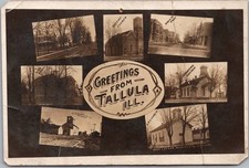 c1910s TALLULA, Illinois Real Photo RPPC Postcard Multi-View 7 Scenes *CREASED picture
