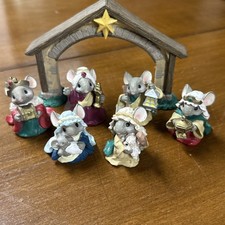 Vintage Midwest Importers Pageant Mouse Nativity 7 Pc Set Box 09618-5 picture