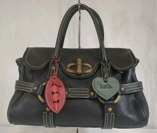 Vintage Y2K Luella Bartley Gisele Black Pebbled Leather Tote Bag W/Dust Bag picture