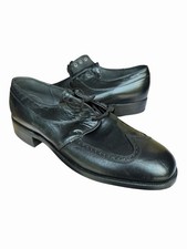NOS Vintage 1950s Jarman Mens 9D Black Leather Wingtip Derby Shoes w Box D14 picture