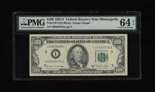 DBR 1981-A $100 Minneapolis Fr. 2170-I PMG 64 EPQ Serial I03006530A picture