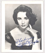 Vintage Elizabeth Taylor Signed Autographed B&W Photo Hollywood Actress picture