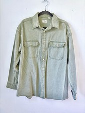 L.L. Bean Men's Vintage 90s Green Chamois Button-Up Work Shirt L picture
