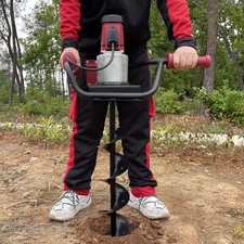 200rpm Powerful Electric Corded Digger Post Hole Auger 2 Drill Bit 1500W 1.6HP picture