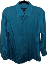 George Dress Shirt Size 15-15.5 32-33 Malibu Blue Long Sleeve picture