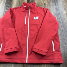 Vintage Wisconsin Badgers Jacket Mens XXL Red Spellout NCAA Football Team Y2K picture