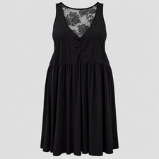 Torrid 4X Supersoft Jersey Lace Back Babydoll Sleep Gown Black NWT picture