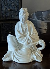 Vintage Blanc De Chine Porcelain Statue Guan Yin Kwan Yin Goddess picture