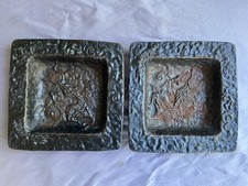 2 Antique Japanese / Asian Dragon Design Umbrella or Cane Drip Pans picture