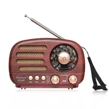 Oncheer Portable Vintage Radio Retro Bluetooth Speaker, FM/AM/SW Deep Brown picture