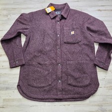 Carhartt Women's L Purple Heather Loose Fit Fleece Shirt Jacket TW5998-W NWT picture