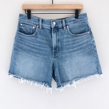 Madewell Size 30 The Perfect Vintage Mid-Length Short Denim Raw Hem Cotton Blue picture