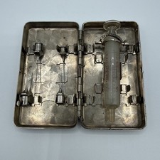 Antique c1901 German Silver Hypodermic Syringe Medical Kit Patent Oct 22 1901 picture