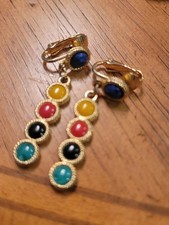 Stunning vintage Mogul-style drop earring and swirl-resin teardrop earrings picture
