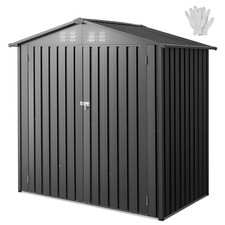 VEVOR 6 x 4 FT Metal Garden Shed Outdoor Storage Shed with 4 Louver Vents Grey picture