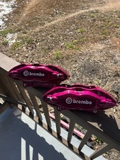 Ford Mustang GT Brake Calipers Powdercoated Raspberry Pink 07-14 5.0 Front Pair picture