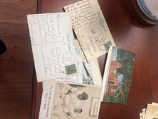 Antique Stamped Postcards From 1908 with Original Stamps picture