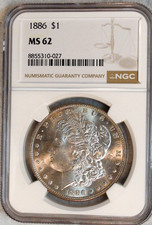 1886 P Morgan Dollar NGC MS62 UNCIRCULATED SILVER $1 Coin BUY IT NOW picture
