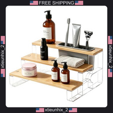 Junyuan 3-Tier Bathroom Organizer with Makeup Brush Holders picture