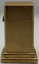 Vintage Gold Tone Table Lighter Barcroft Style Pedestal Japan Brushed Finish picture