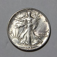 1941-S US Walking Liberty Half Dollar 50c Nice AU Details Light Clean. -744- picture