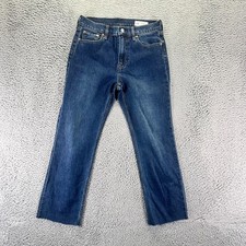 Vintage 90s Gap Jeans Womens 8P Blue Cotton Denim Straight Leg Raw Hem Stretch picture