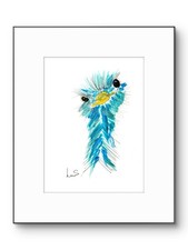 Original Abstract 9X12 Ostrich Paper Ink Expressionh Handmade Signed Wall Art 23 picture