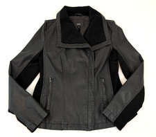 Mossimo Women's Faux Leather Motorcycle Jacket Black Zip Up Size Large picture