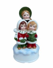 Vintage Lefton Japan Christmas Carolers Ceramic Music Box Silent Night 7” Works picture