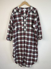 Vtg Lanz Of Sal Flannel Long Night Gown Size 1x Plaid Cottagecore Prairie Cotton picture
