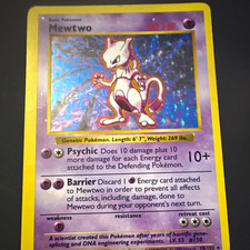 Pokémon TCG Mewtwo Base Set Shadowless Holo Rare 10/102 60 HP English 1999 picture