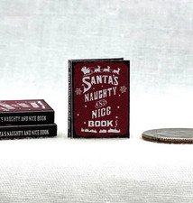 SANTA'S NAUGHTY OR NICE Book Miniature 1:12 Scale Illustrated Readable Book picture