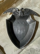 Vintage Colonial Casting Co Pewter Eagle Shield Ashtray Meriden CT Americana picture