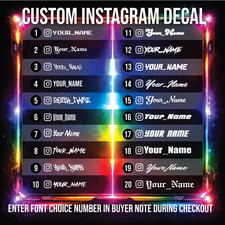Set of 2 Personalized Instagram Handle Decals for Cars, Trucks Custom Name Decal picture