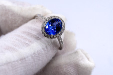 Rhapsody 950 Platinum AAAA Oval Tanzanite Diamond Halo Ring ~1.85 Carat Size 9 picture